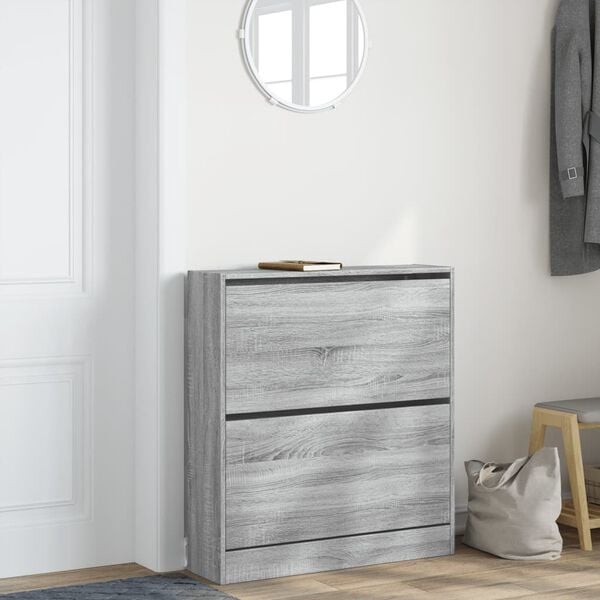 vidaXL Armoire à chaussures sonoma gris 80x21x87,5cm bois d'ingénierie