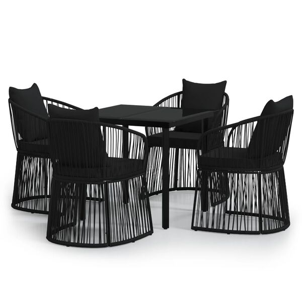 vidaXL Ensemble à manger de jardin avec coussins 5 pcs Noir