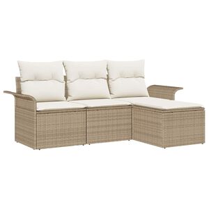 vidaXL Ensemble de Canap&eacute;s 4 pc 4-Nombre de places Beige polyrotin