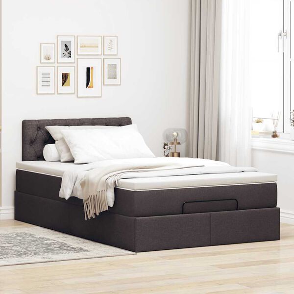 VidaXL Cadre de lit ottoman avec matelas marron fonc&eacute; 120x190 cm tissu