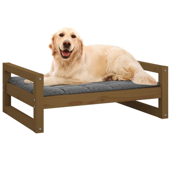 vidaXL Lit pour chien Marron miel 75,5x55,5x28 cm Bois de pin solide