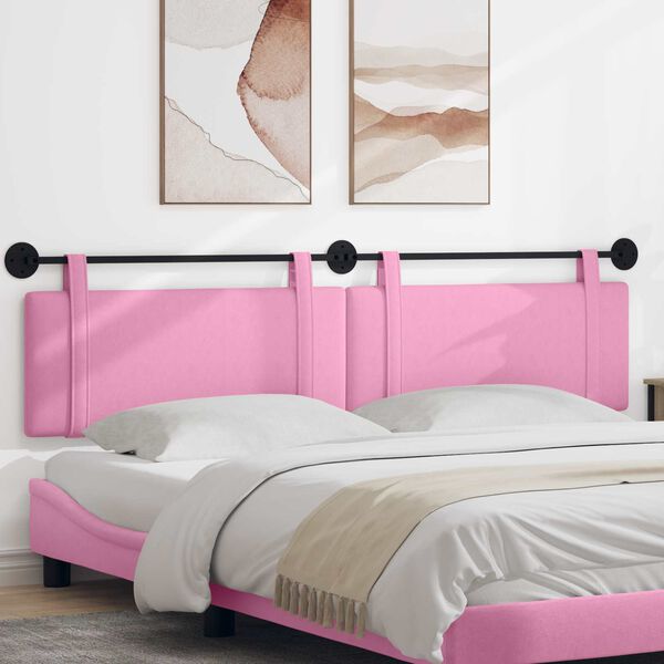 vidaXL T&ecirc;te de lit suspendue Montage mural Rose 210 x 55 x 5 cm tissu