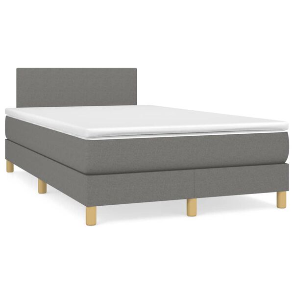 vidaXL Sommier &agrave; lattes de lit avec matelas gris fonc&eacute; 120x190cm tissu