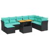 vidaXL Salon de jardin 6 pcs avec coussins noir r&eacute;sine tress&eacute;e