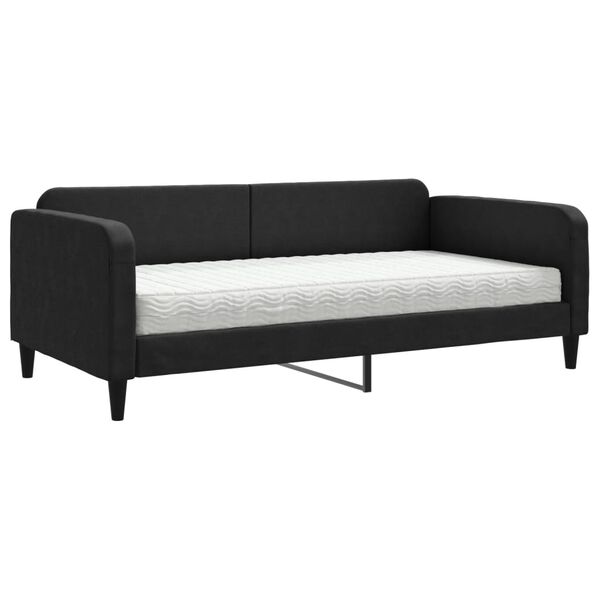 vidaXL Lit de jour avec matelas noir 100x200 cm tissu