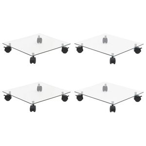 vidaXL Supports roulants à plantes 4 pcs 35x35 cm Carré Verre trempé