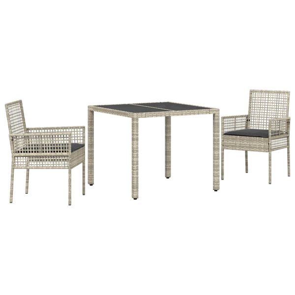 vidaXL Ensemble de salle &agrave; manger pour jardin 3 pcs Gris clair