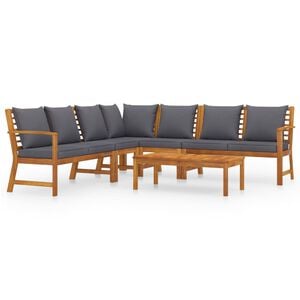 vidaXL Salon de jardin 6 pcs avec coussin Bois d'acacia solide