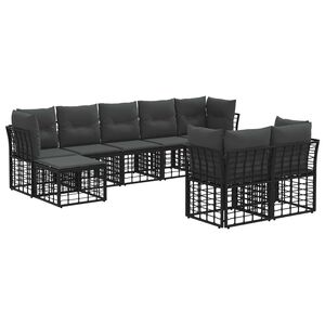 vidaXL Ensemble de canap&eacute;s d'ext&eacute;rieur Noir et Gris fonc&eacute; Polyester