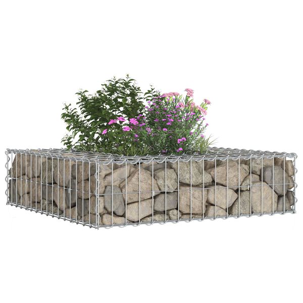 vidaXL Lit sur&eacute;lev&eacute; gabion Argent&eacute; 80 x 80 x 20 cm Acier galvanis&eacute;