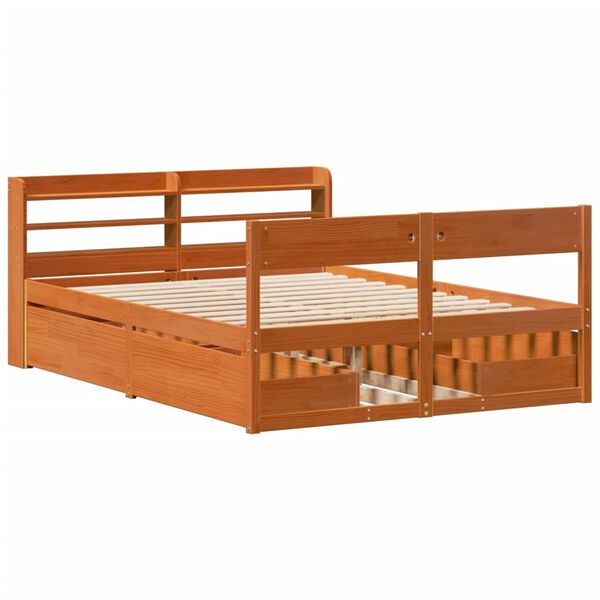 vidaXL Cadre de lit sans matelas cire marron 150x200cm bois pin massif