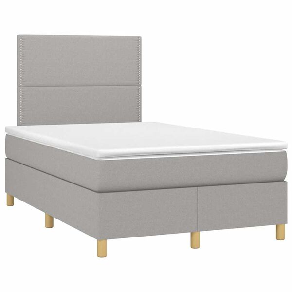 vidaXL Sommier &agrave; lattes de lit et matelas gris clair 120x190 cm tissu