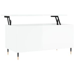 vidaXL Table basse Blanc brillant 90x44,5x45 cm Bois d'ing&eacute;nierie