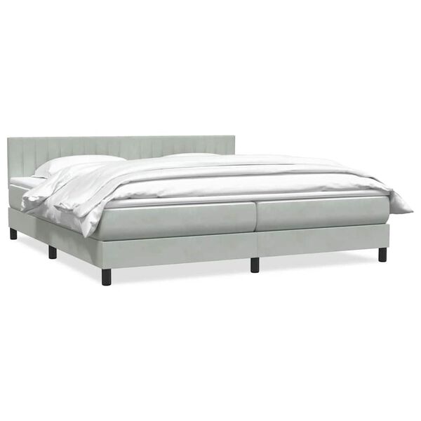 vidaXL Sommier &agrave; lattes de lit et matelas gris clair 180x210cm velours