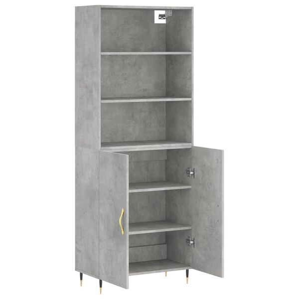 vidaXL Buffet haut Gris b&eacute;ton 69,5x34x180 cm Bois d'ing&eacute;nierie