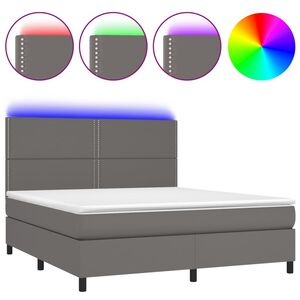 vidaXL Sommier &agrave; lattes de lit avec matelas et LED Gris 180x200 cm