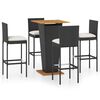 vidaXL Ensemble de bar de jardin 5 pcs et coussins R&eacute;sine tress&eacute;e Noir