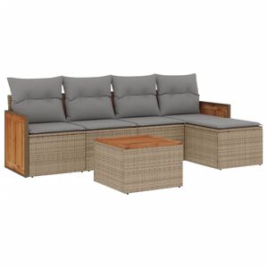 vidaXL Salon de jardin avec coussins 6 pcs beige r&eacute;sine tress&eacute;e