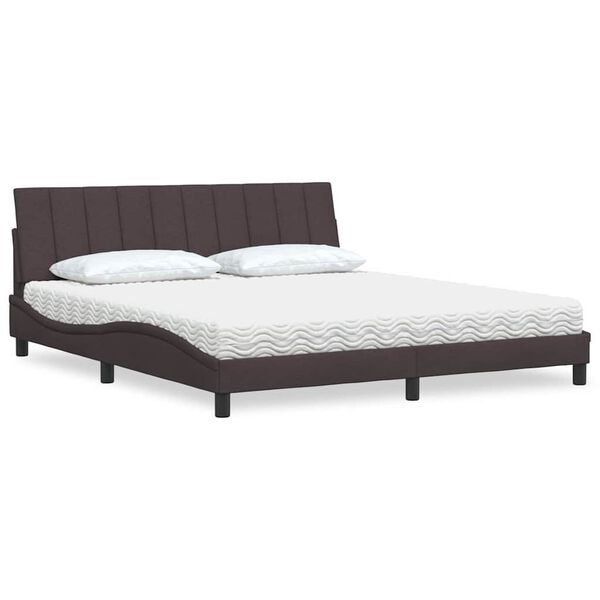 vidaXL Lit avec matelas Hanko marron fonc&eacute; 180x200 cm tissu