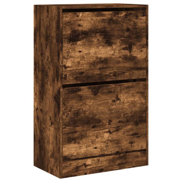 vidaXL Armoire &agrave; chaussures ch&ecirc;ne fum&eacute; 60x34x96,5 cm bois d'ing&eacute;nierie