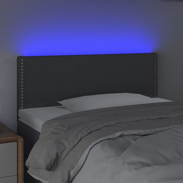 vidaXL Tête de lit à LED Gris foncé 100x5x78/88 cm Tissu