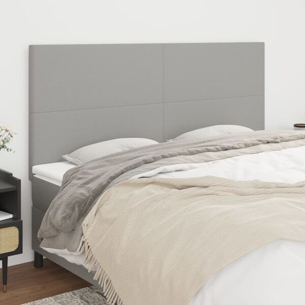 vidaXL T&ecirc;te de lit Gris clair 160 x 5 x 118/128 cm Tissu