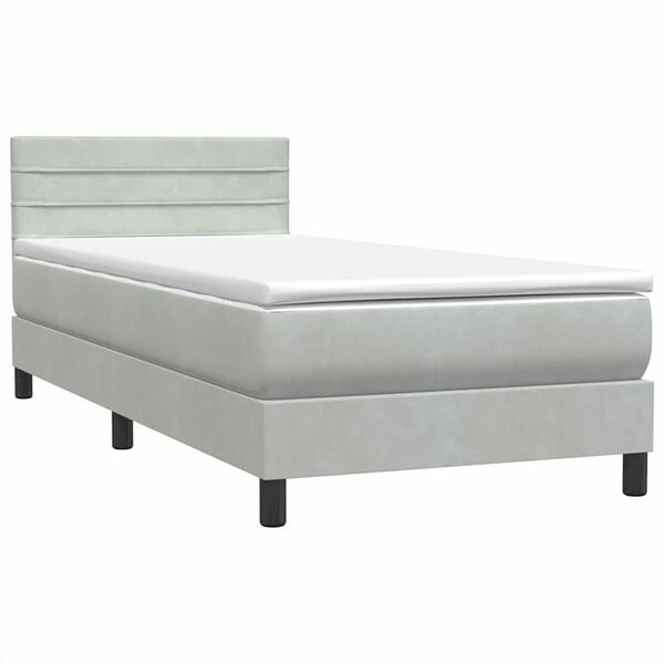 vidaXL Sommier &agrave; lattes de lit et matelas gris clair 80x220 cm velours
