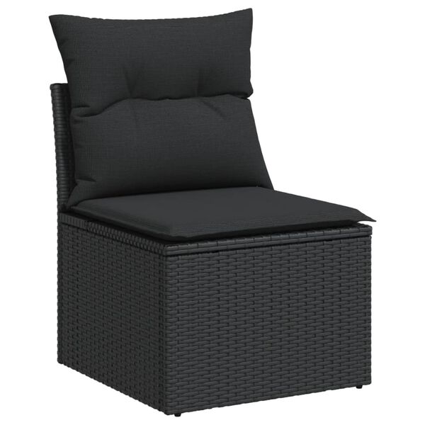 vidaXL Salon de jardin 10 pcs avec coussins noir r&eacute;sine tress&eacute;e