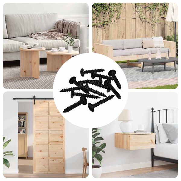 vidaXL Clou auto-perceur 9000 pcs Noir Acier