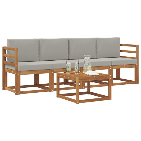 vidaXL Ensemble de canap&eacute;s d'ext&eacute;rieur 5 pcs Gris Naturel et Clair