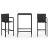 vidaXL Ensemble de bar de jardin 3 pcs R&eacute;sine tress&eacute;e Noir