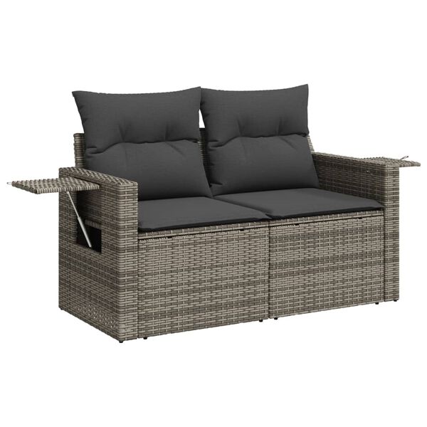 vidaXL Salon de jardin avec coussins 10 pcs gris clair résine tressée