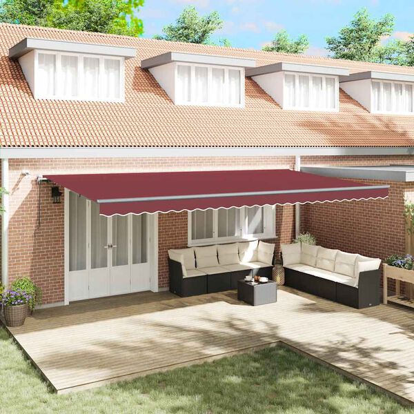 vidaXL Auvent r&eacute;tractable automatique avec LED bordeaux 600x300 cm