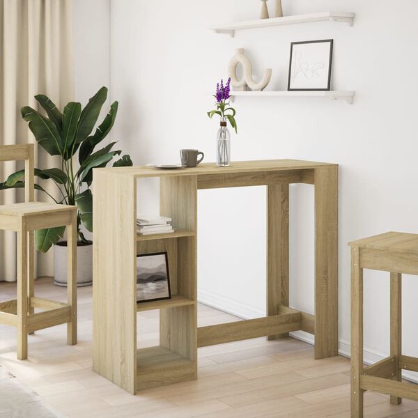vidaXL Table de bar avec &eacute;tag&egrave;re ch&ecirc;ne sonoma bois d'ing&eacute;nierie
