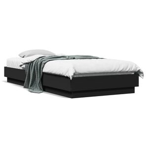 vidaXL Cadre de lit sans matelas noir 100x200 cm bois d'ing&eacute;nierie