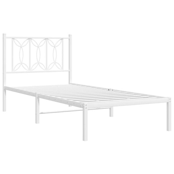 vidaXL Cadre de lit m&eacute;tal sans matelas avec t&ecirc;te de lit blanc 90x200cm