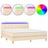 vidaXL Sommier &agrave; lattes de lit avec matelas LED Cr&egrave;me 160x200 cm Tissu