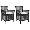 vidaXL Chaise d'Ext&eacute;rieur 2 pc Noir et Cr&egrave;me polyrotin