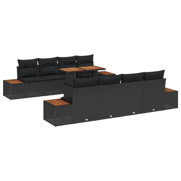 vidaXL Ensemble de salle &agrave; manger pour jardin 9 pcs Noir et Marron