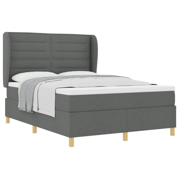 vidaXL Lit &agrave; ressorts avec matelas Gris fonc&eacute; 200 x 160 cm tissu