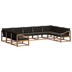 vidaXL Ensemble de canap&eacute;s d'ext&eacute;rieur 9 pcs Naturel et Noir