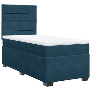 vidaXL Sommier &agrave; lattes de lit avec matelas bleu 80x200 cm velours