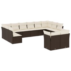 vidaXL Salon de jardin avec coussins 12 pcs marron r&eacute;sine tress&eacute;e