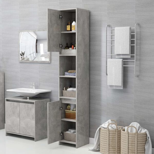 vidaXL Armoire de salle de bain Gris b&eacute;ton Bois d'ing&eacute;nierie
