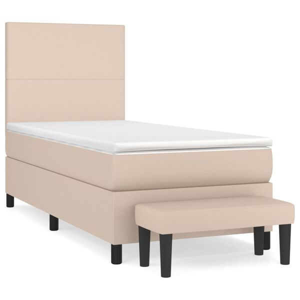 vidaXL Sommier &agrave; lattes de lit avec matelas Cappuccino 100x200 cm