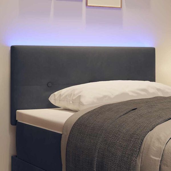 vidaXL T&ecirc;te de lit LED avec des lumi&egrave;res &agrave; LED Gris 80 cm Polyester