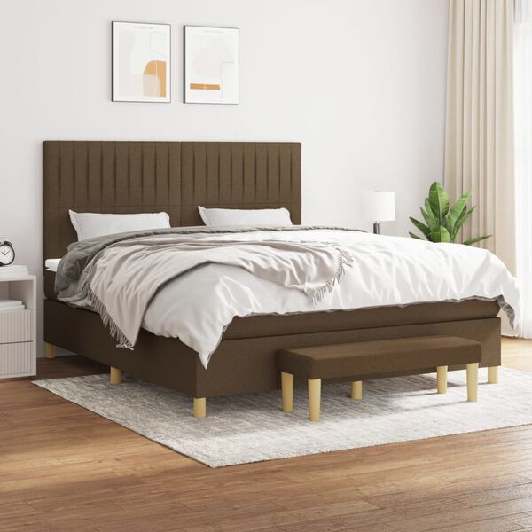 vidaXL Sommier &agrave; lattes de lit avec matelas Marron fonc&eacute; 160x200 cm