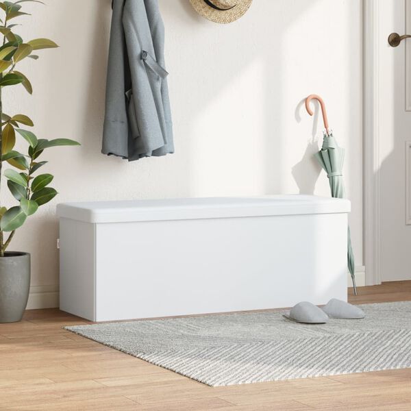 vidaXL Banc de rangement pliable blanc PVC
