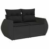 vidaXL Salon de jardin 7 pcs avec coussins noir r&eacute;sine tress&eacute;e