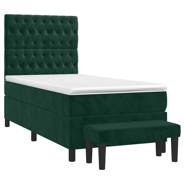 vidaXL Sommier &agrave; lattes de lit avec matelas Vert fonc&eacute; 100x200 cm